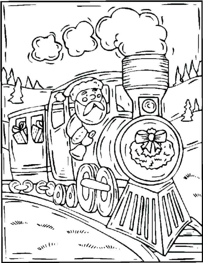 45 Christmas Train Coloring Page 1