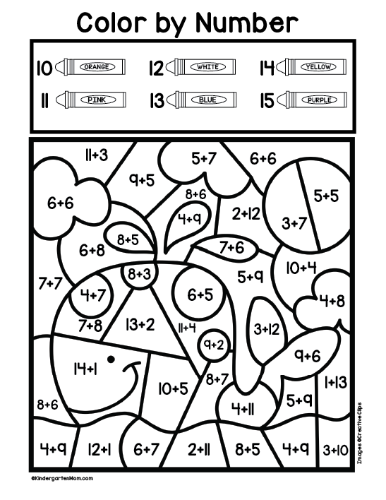 55 Math Addition Coloring Worksheets 1