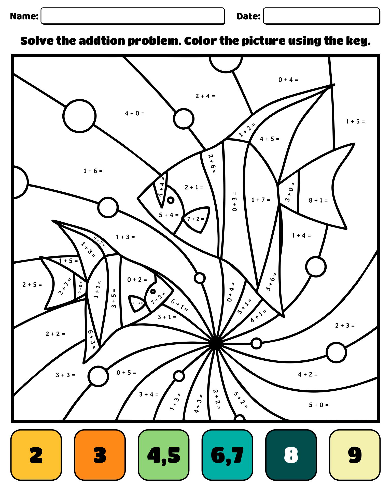 55 Math Addition Coloring Worksheets 22