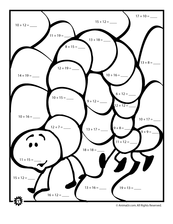 55 Math Addition Coloring Worksheets 26