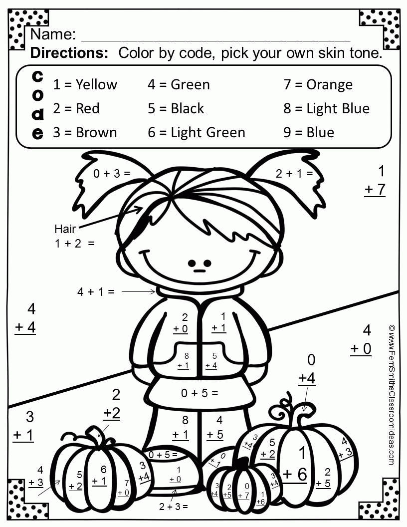 55 Math Addition Coloring Worksheets 27