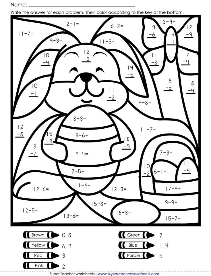 55 Math Addition Coloring Worksheets 28