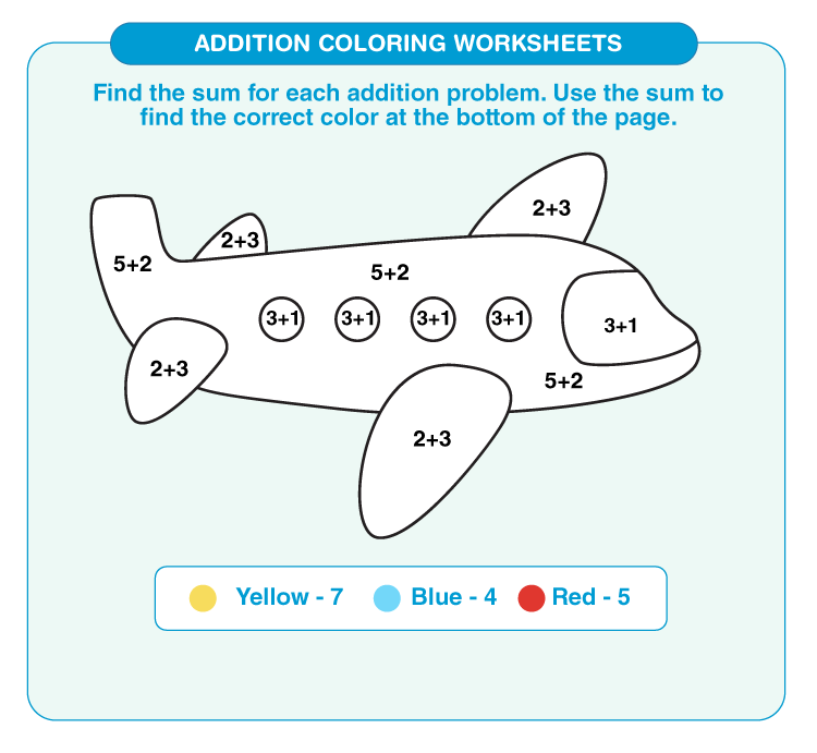 55 Math Addition Coloring Worksheets 43