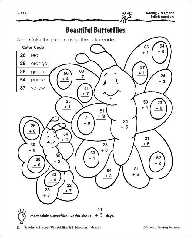 55 Math Addition Coloring Worksheets 5