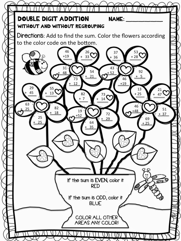 55 Math Addition Coloring Worksheets 7