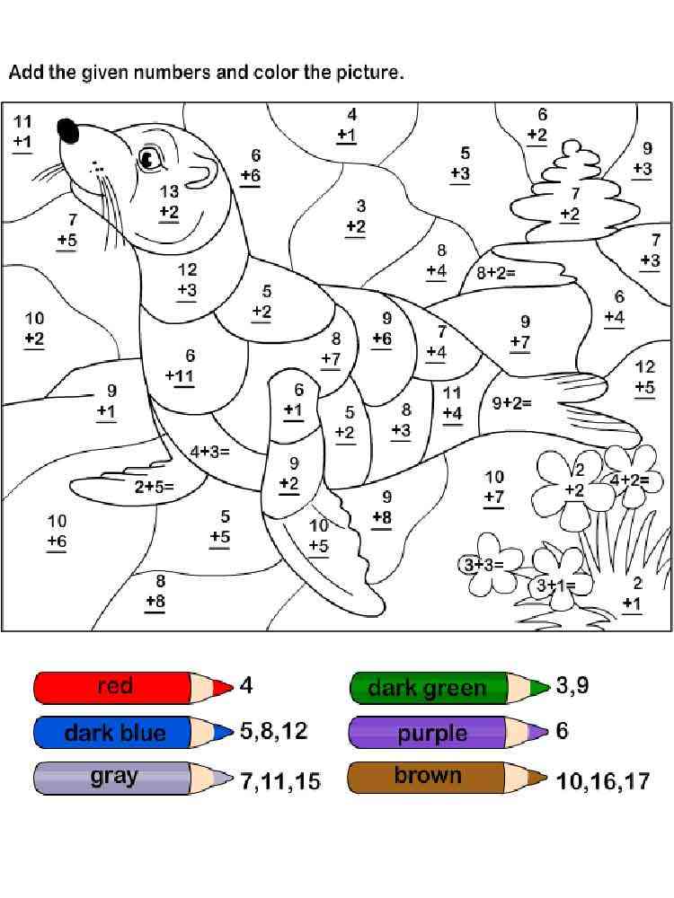 55 Math Addition Coloring Worksheets 8