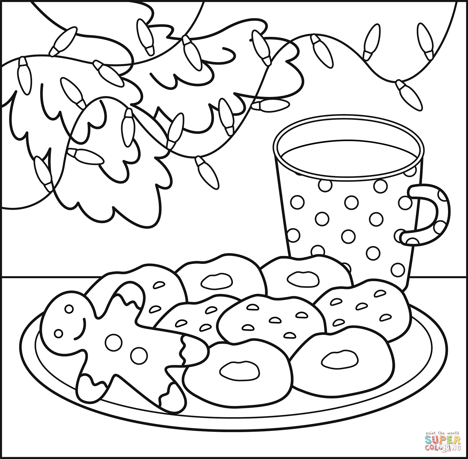 60 Christmas Cookies Coloring Page 1