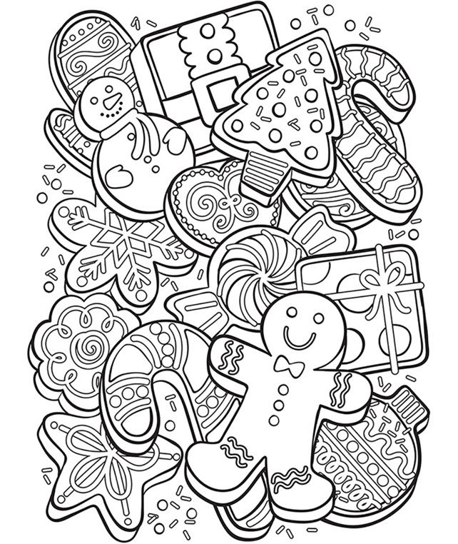 60 Christmas Cookies Coloring Page 38