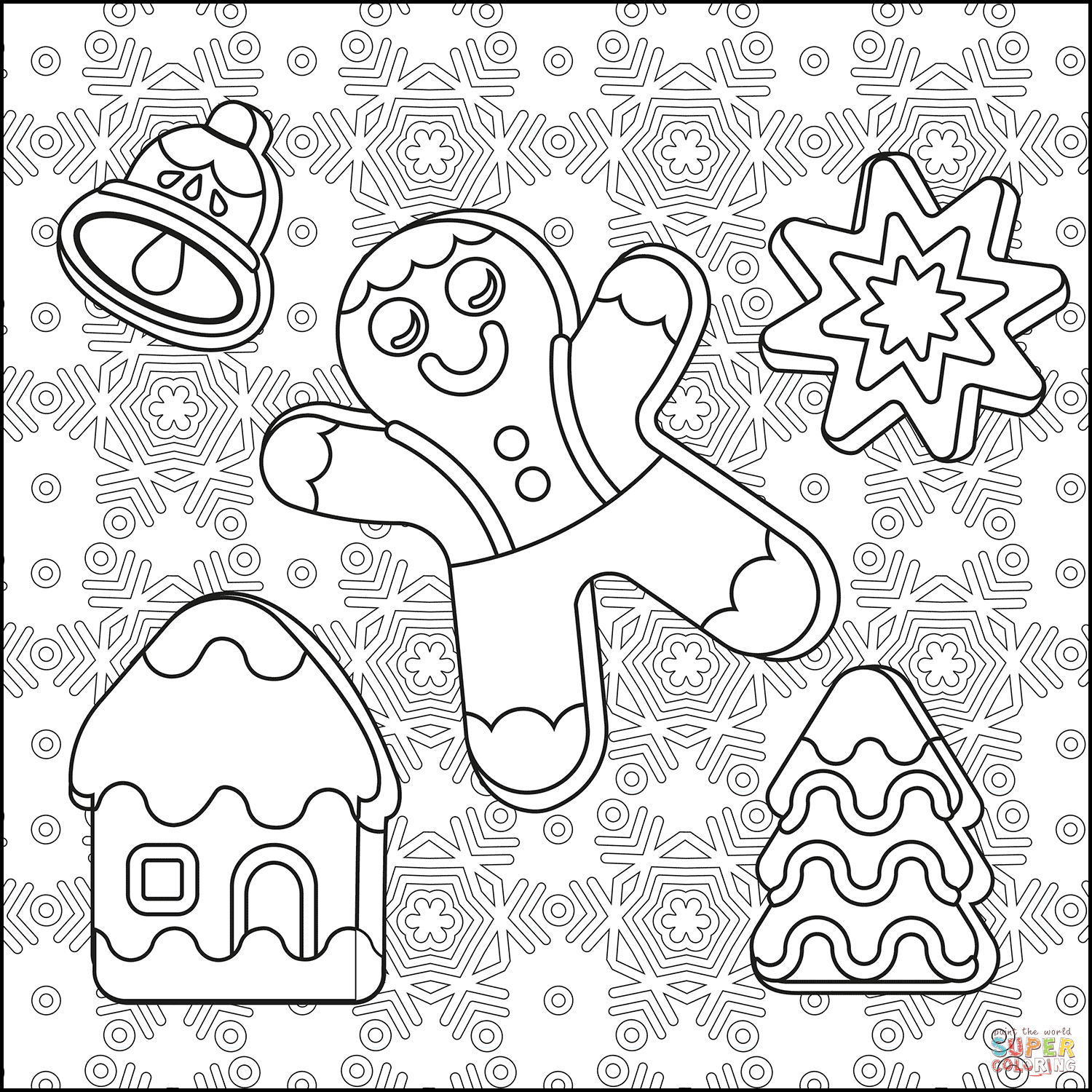 60 Christmas Cookies Coloring Page 7