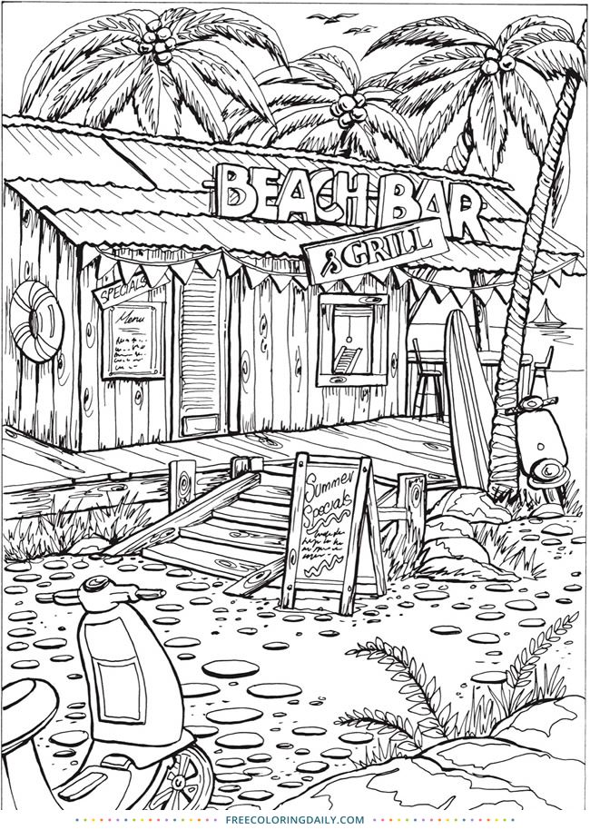 90 Printable Beach Coloring Pages 90