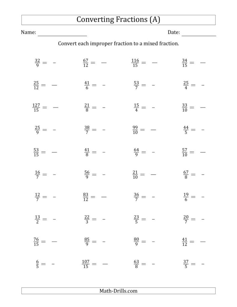 Save 60 Improper Fractions To Mixed Numbers Worksheets Ideas 24