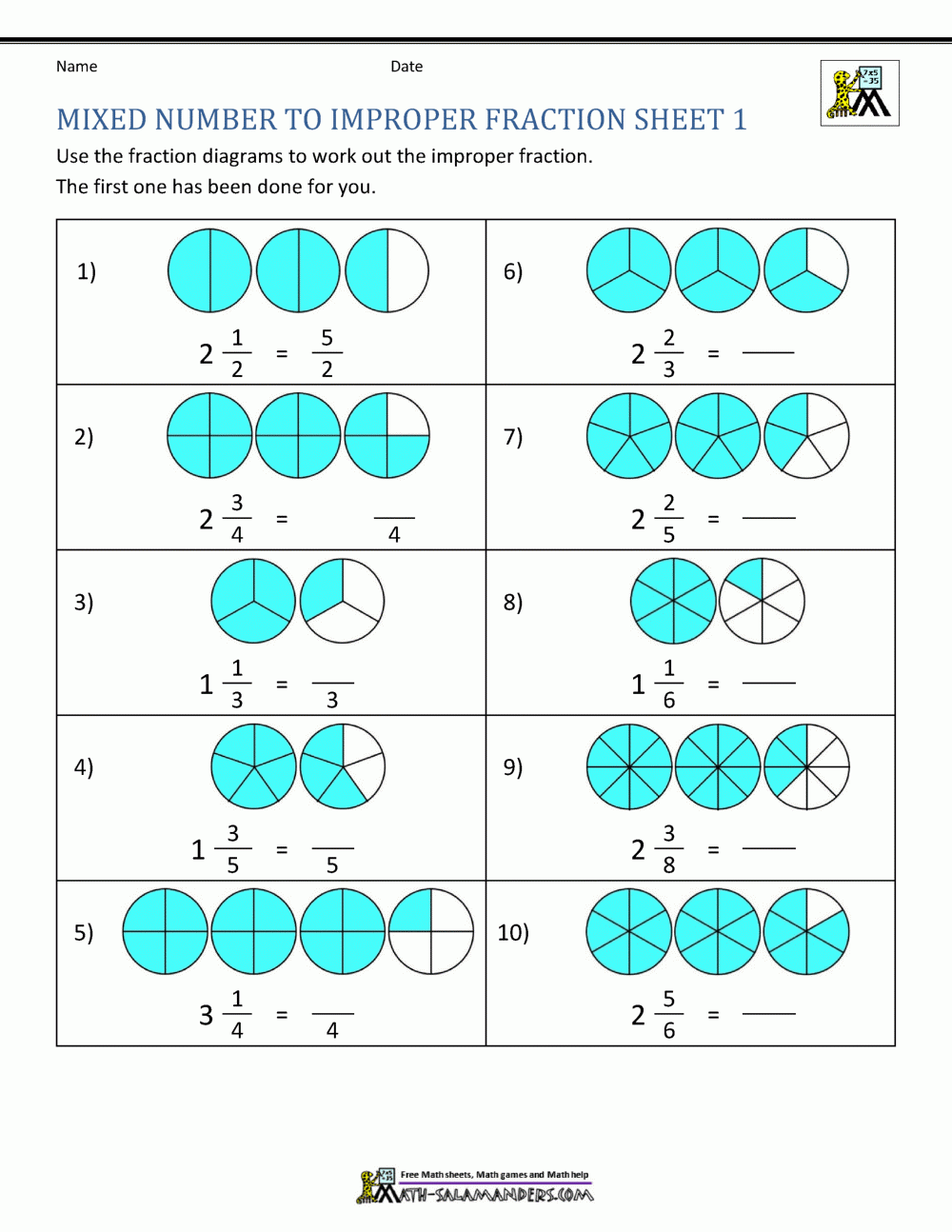 Save 60 Improper Fractions To Mixed Numbers Worksheets Ideas 26