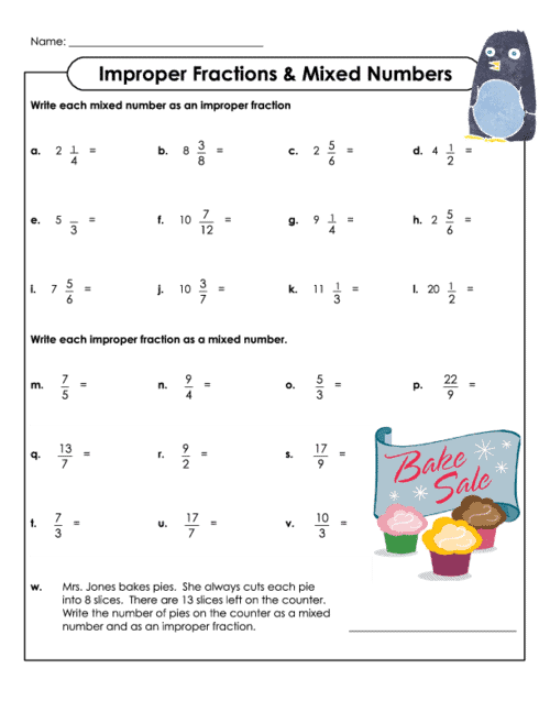 Save 60 Improper Fractions To Mixed Numbers Worksheets Ideas 3