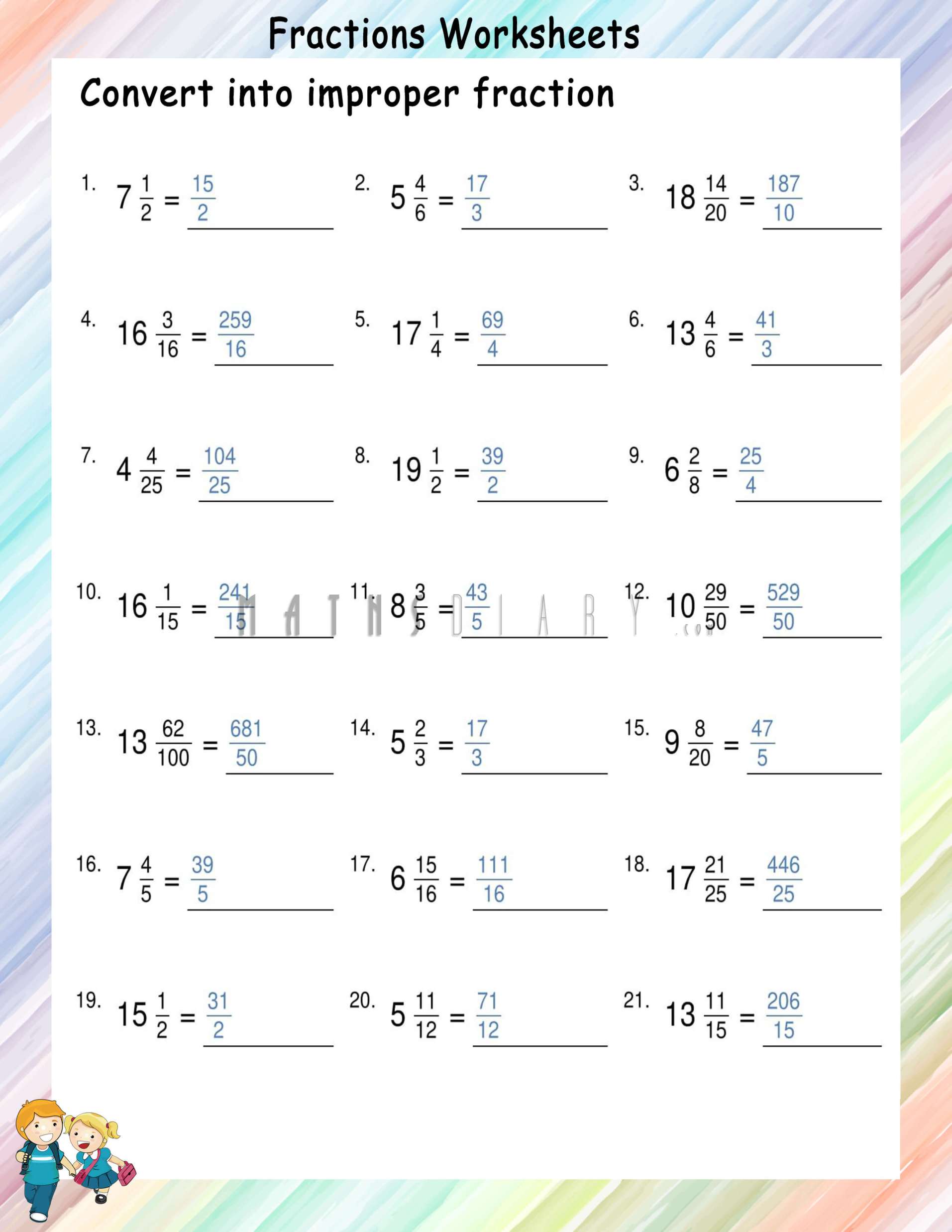 Save 60 Improper Fractions To Mixed Numbers Worksheets Ideas 31