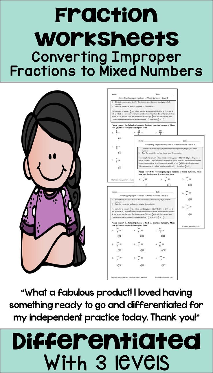 Save 60 Improper Fractions To Mixed Numbers Worksheets Ideas 33