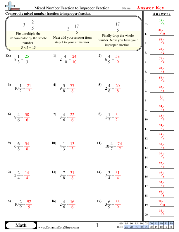 Save 60 Improper Fractions To Mixed Numbers Worksheets Ideas 39