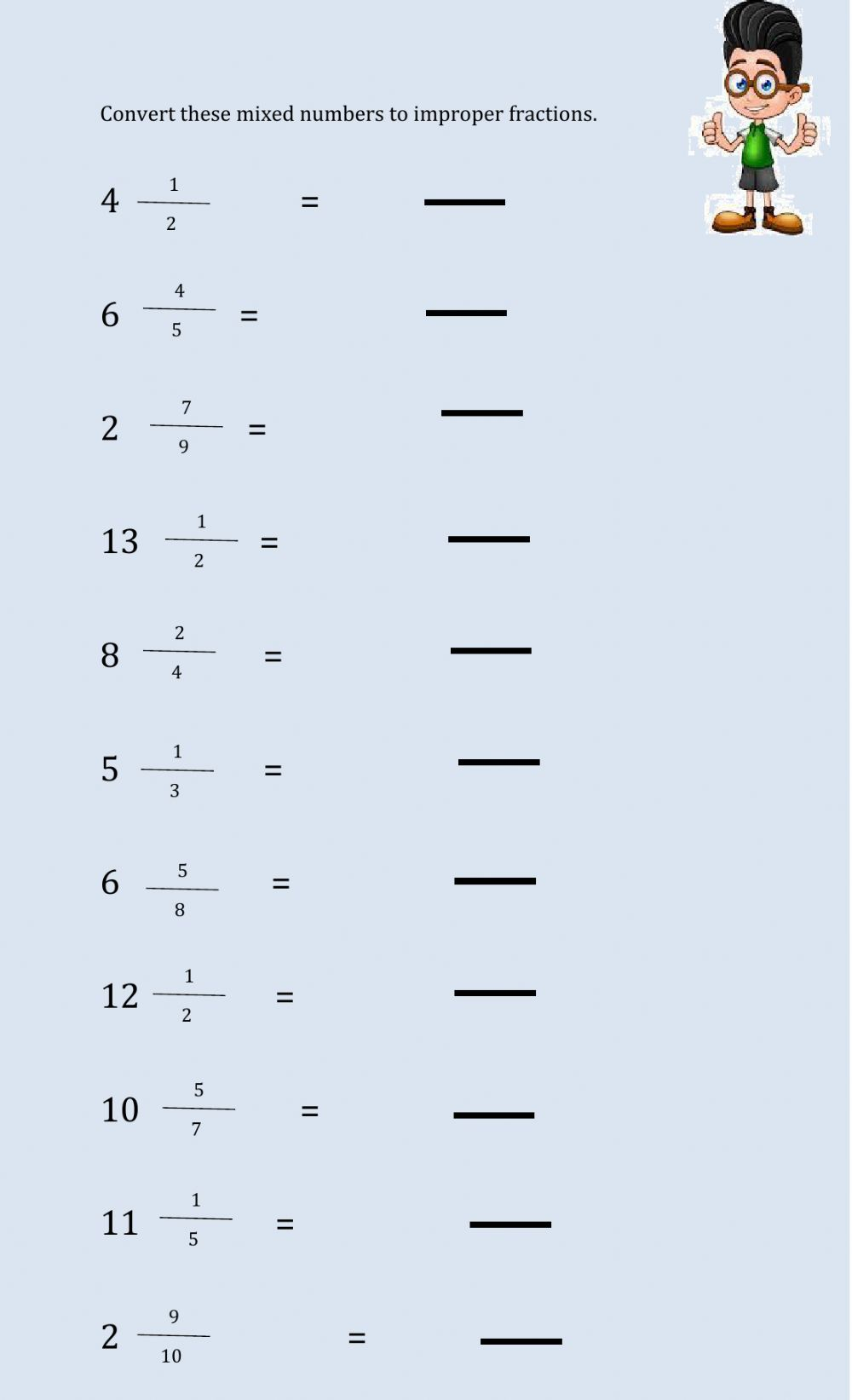 Save 60 Improper Fractions To Mixed Numbers Worksheets Ideas 4