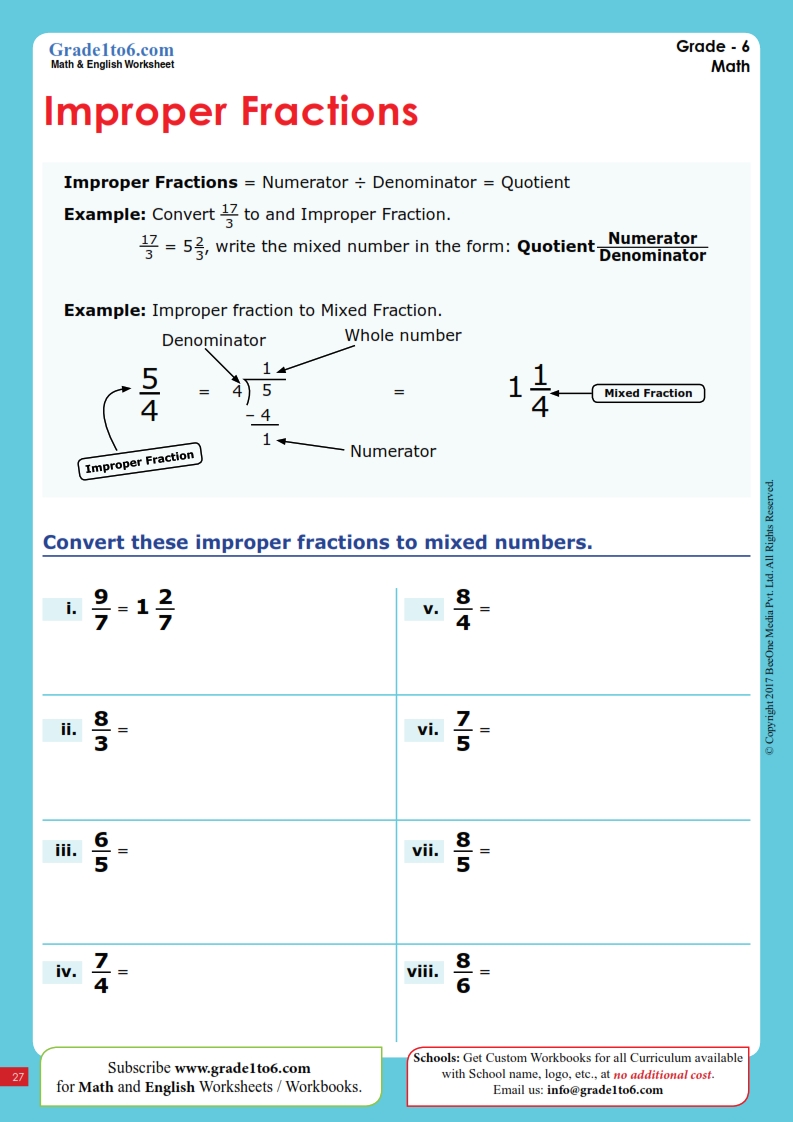 Save 60 Improper Fractions To Mixed Numbers Worksheets Ideas 44