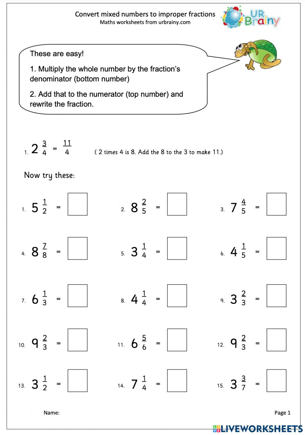 Save 60 Improper Fractions To Mixed Numbers Worksheets Ideas 46