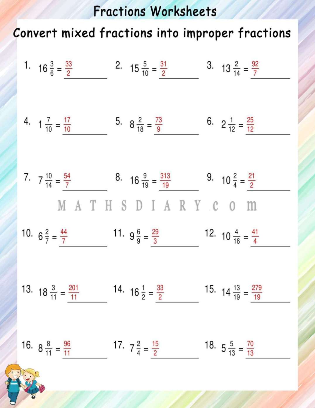 Save 60 Improper Fractions To Mixed Numbers Worksheets Ideas 47