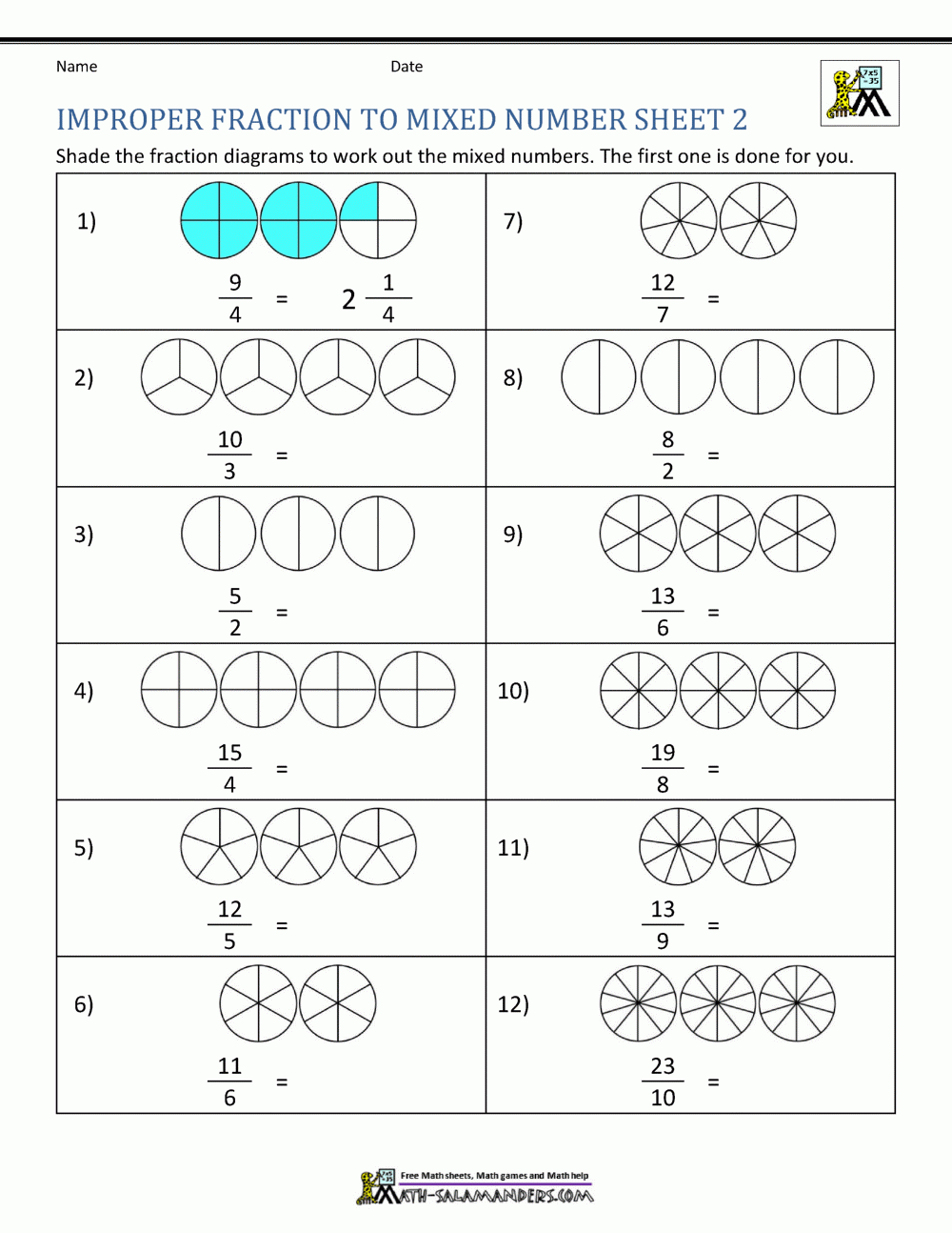 Save 60 Improper Fractions To Mixed Numbers Worksheets Ideas 57