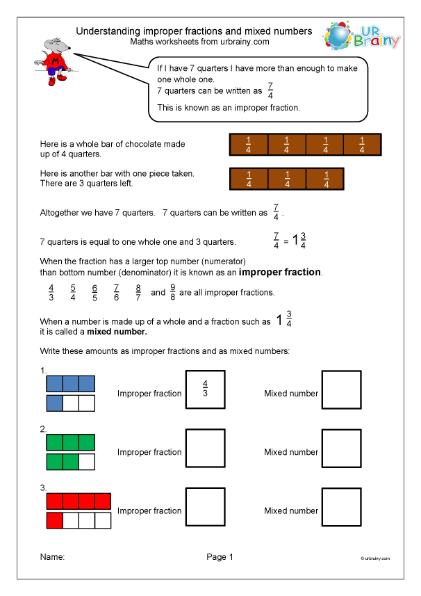 Save 60 Improper Fractions To Mixed Numbers Worksheets Ideas 8