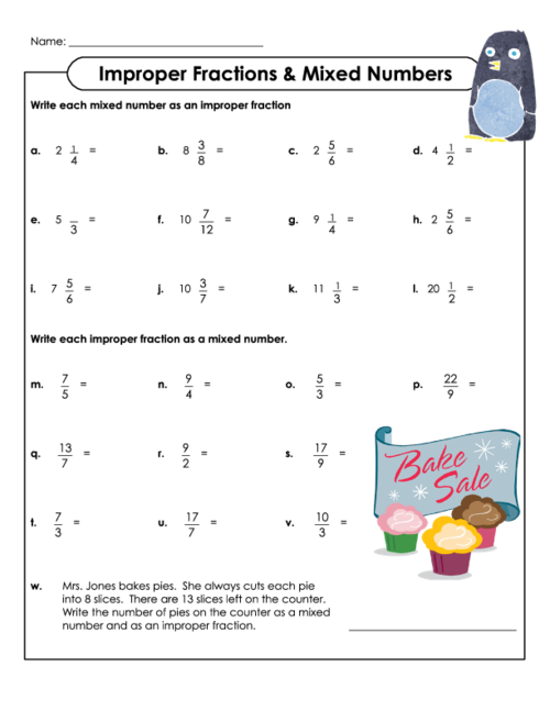 Save 60 Improper Fractions To Mixed Numbers Worksheets Ideas 9